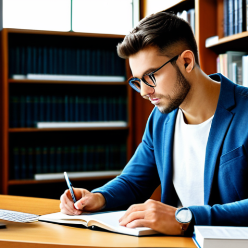 Home 18 **
"A diligent university student, fully clothed in smart casual attire, studying intently at a desk in a bright, modern library, surrounded by books, appropriate content, safe for work, perfect anatomy, natural proportions, professional digital art, high quality, family-friendly"
**