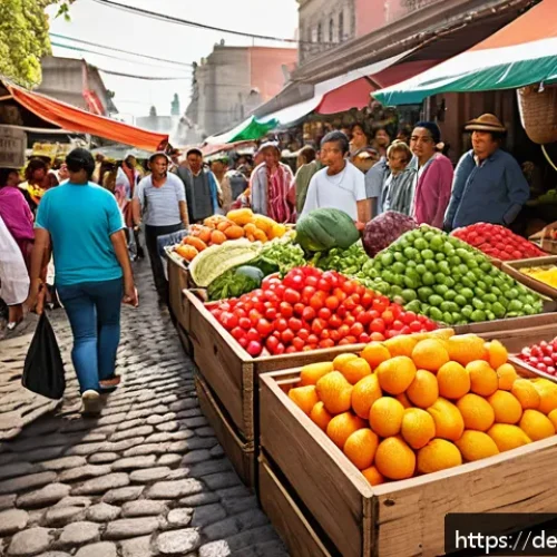Home 30 스페인어권 국가별 생활비 비교 - A vibrant street market scene in Mexico City featuring colorful fresh fruits, vegetables, and local ...